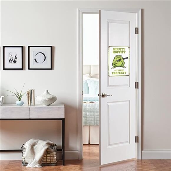 Frog Room Sign Funny Metal Tin Vintage Bedroom Door Decor Hippity Hoppity Ge - Picture 5 of 8